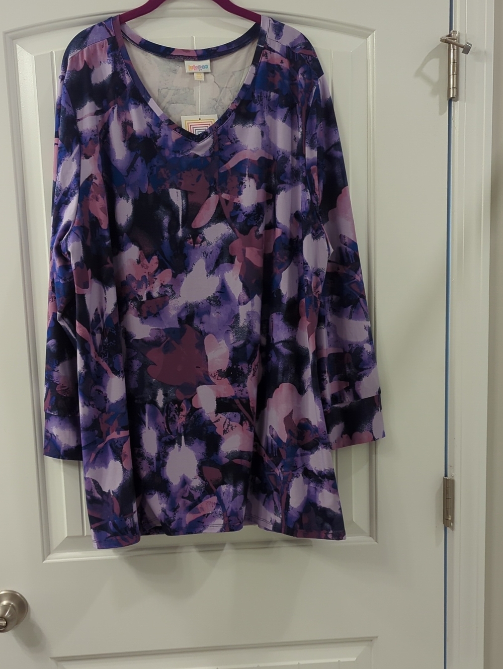LuLaRoe Purple Multi Abstract V-Neck Tunic